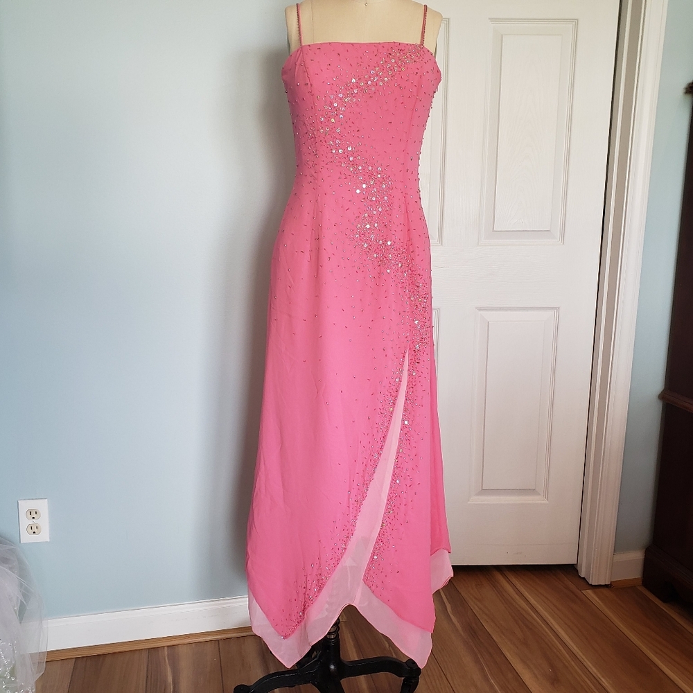 Unique Pink Beaded Evening Gown, 6